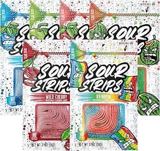 Sour Strips Sour Candy Belts, Resealeble Candy Bag, 3.4 Ounce (Pack of 6)