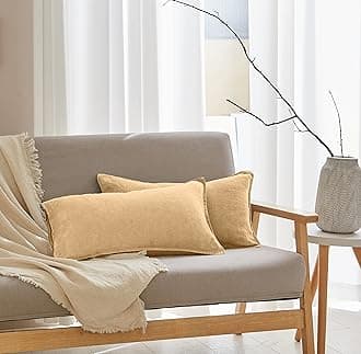 Simple&Opulence 100% Linen Lumbar Pillow Cover 12 x 20 Inches Set of 2 Rectangular Decorative Throw Cushion Cover for Couch Sofa Bed Living Room Office Soft Breathable Farmhouse - Sand