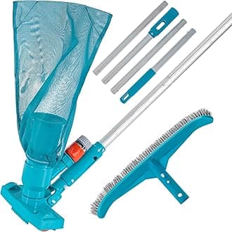 U.S. Pool Supply Deluxe Swimming Pool Maintenance Kit with Deluxe Jet Vacuum, 16" Floor & Wall Scrub Brush, Adjustable Telescopic Pole - Clean Remove Leaves & Debris, Above-Ground In-Ground Pools Spa