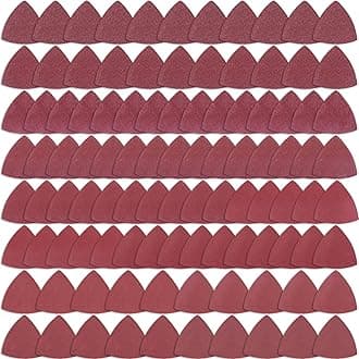 AUSTOR 100 Pieces Triangle Sanding Pads Triangular Sandpaper Sanding Sheets Fit for 3-1/8 Inch Oscillating Multi Tool Hook and Loop Assorted 40/60/80/120/180/240/320/400/600/800/1000 Grits, No Holes