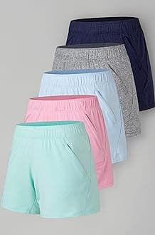 Liberty Imports 5 Pack Women's 5" Quick Dry Yoga Training Shorts with Zipper Pockets, Edition 3, X-Large