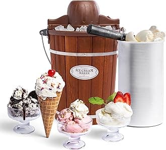 Nostalgia ICMP600WD Wood Bucket Ice Cream Maker, 6-Quart