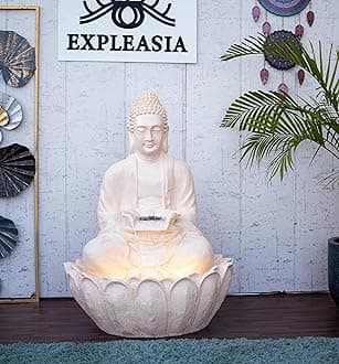 EXPLEASIA Lotus Buddha Water Fountain for Home, Living Room, Indoor Fountain Big Size, Garden, Offices, for Home vastu, Buddha Fountain 3 feet (Peach)