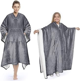 Tirrinia Poncho Blanket Super Soft Comfy Plush Wearable Fleece 2-in-1 Blanket for Adult Women Men Kids