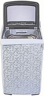 Classic Top Load Washing Machine Cover Suitable For Samsung Back Panel 6 Kg, 6.2 Kg, 6.5 Kg, 7 Kg, 7.2 Kg, 7.5 Kg, 8 Kg. (White & Grey, 55Cmsx55Cmsx92Cms) - Cotton