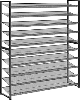 - Shoe Rack, Long Shoe Organizer,Max Holds 62 Pairs,10 Tier Metal Shoe Storage Shelf,5-Tier Stackable Shoes Organizer for Garage, Entryway,Black