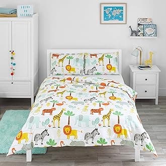 Double Duvet Cover Set - Safari Animals and Jungle - Reversible Bed Sheets for Boys / Girls - Children's Bedding Set - 200 x 200 cm and 2 Pillowcases