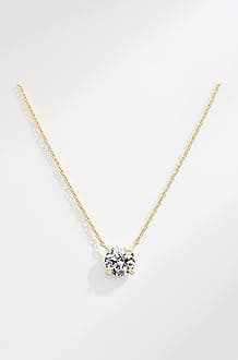 14K Gold Plated Swarovski Crystal Solitaire 1.5 Carat (7.3mm) CZ Dainty Choker Necklace | Gold Necklaces for Women
