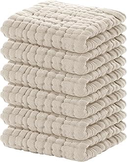 Yoofoss Muslin Baby Washcloths 100% Organic Cotton Face Towels 6 Pack Wash Cloths for Baby 12x12in Soft and Absorbent Baby Wipes (Apricot)