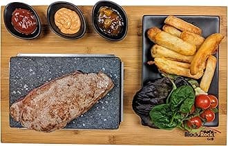 Black Rock Grill Steak on a Stone Grill Set, Sizzling Lava Stone Cooking Set