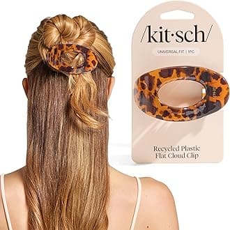 Kitsch Medium Flat Claw Clips for Women - Stylish Flat Hair Clips for Women, Strong Hold for Thick & Fine Hair | Non-Slip for Secure, Comfortable All-Day Wear - Tortoise Design