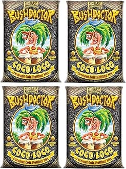 FoxFarm Bush Doctor Coco Loco Potting Mix, 2cu ft (Pack of 4) - Extends Your Watering Schedule, Triple-Washed to Reduce Salt Content - Perfect for Cultivating Healthy Plants