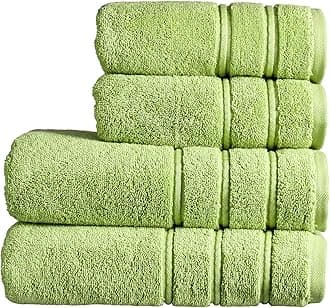 Christy Antalya Large Bath Towels | Set of 4 | 100% Turkish Cotton | 600GSM | Soft Plush Luxury Towel Set | 2 Bath Towels 2 Hand Towels | Quick Dry | Fern Green