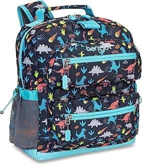Kids Backpack - Lightweight 14” Backpack in Unique Prints for School, Travel, & Daycare - Roomy Interior, Durable & Water-Resistant Fabric, & Loop for Lunch Bag (Dinosaur)