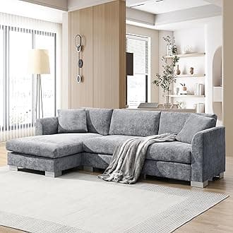 WILLIAMSPACE 96" Cloud Sectional Sofa Couch for Living Room, Modern Upholstered L-Shape Sofa 3 Seater Couch with Oversized Chaise, Contemporary Corner Sofa for Apartment, Chenille (Left-Facing,Gray)