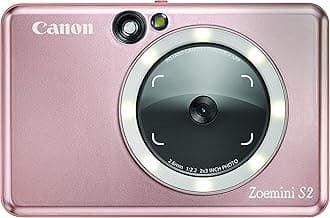Canon Zoemini S2 Instant Camera Printer 8MP - Compact with Mirror, Ring Light Camera, Zink Sticky-Back Photo Paper, Portable, Rose Gold