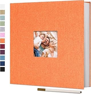 Vienrose Large Photo Album Self Adhesive for 4x6 8x10 Pictures Linen Scrapbook Album DIY 40 Blank Pages with A Metallic Pen