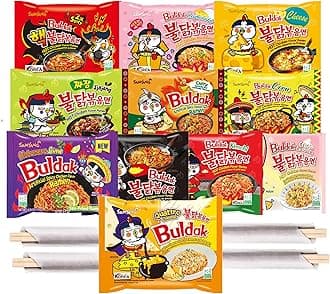 Buldak Ramen Hot and Spicy Noodles Variety Pack - 10 Flavors of Fire Instant Spicy Noodles Gift Snack Pack
