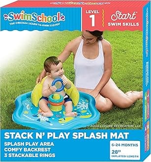 SwimSchool Splash Play Mat, Inflatable Kiddie Pool with Backrest