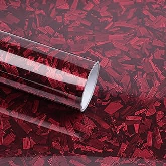 Lypumso Forged Carbon Fiber Vinyl Wraps, High Gloss Car Wrap Vinyl Rolls for DIY, Self-Adhesive Stickers with Air Release Technology for Auto Interior and Exterior (High Gloss Red, 2ft x 5ft)