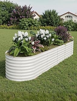 Patio Lawn 8x2x2ft Raised Garden Bed,Galvanized Raised Planter Boxes Outdoor with Easy Assembly, Large Garden Bed for Vegetables, Fruits, Flower,Raised Garden Bed,Beige