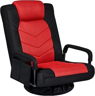 Floor Gaming Chair Swivel Video Game Chair Multipurpose Lazy Lounger Couch for Playing Games, TV, Reading with 6 Adjustable Position, Side Pocket, Armrest Handles