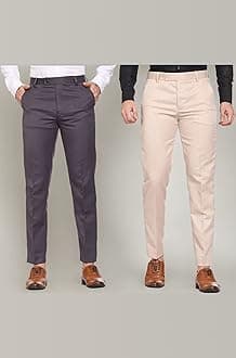 MALENO Men Formal Trouser Regular Fit Solid | Soft and Breathable Pant Combo (Pack of 2)