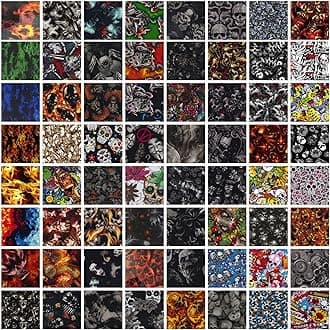 Colorful Hydrographics Coating Hydrographics Water Transfer Film Skulls&Flamme 5 Packs (5 Rolls x3.3FT) WTP Film