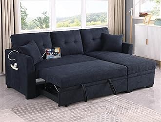 Eafurn L-Shape Reversible Sectional Sofa Bed Convertible Sleeper Corner Couch w/USB Ports and Storage Chaise, 4 in 1 Pull-Out Sofabed for Living Room, Apartment, Office