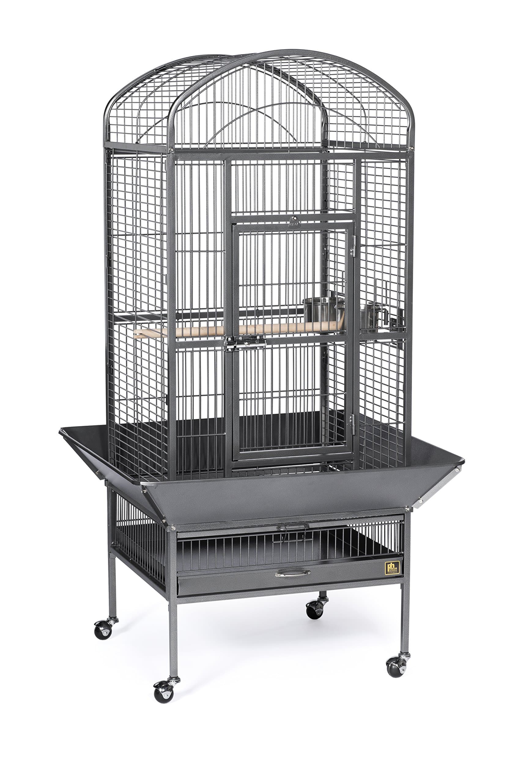 Prevue Pet Products Dometop Bird Cage - for Parrots, Conures, Caiques, Small Cockatoos, Big Bird Cage with Wheels, Indoor or Outdoor - Large, Black Hammertone