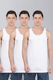 8820 Men's Super Combed Cotton Round Neck Sleeveless Vest with Extended Length for Easy Tuck (Pack of 3)