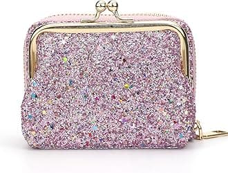 veniee 2 in 1 Change Purse Wallet,Credit Card Holder with Cion Purse,Cute Pouch for Gril with Blocking Case, gift for women teengirls (Pink Sequin)