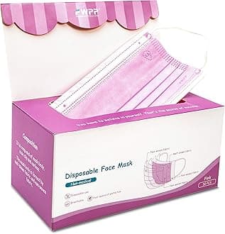 FWPP 4 Layer Disposable Face Masks Individually Wrapped 50Pcs Romantic Pink