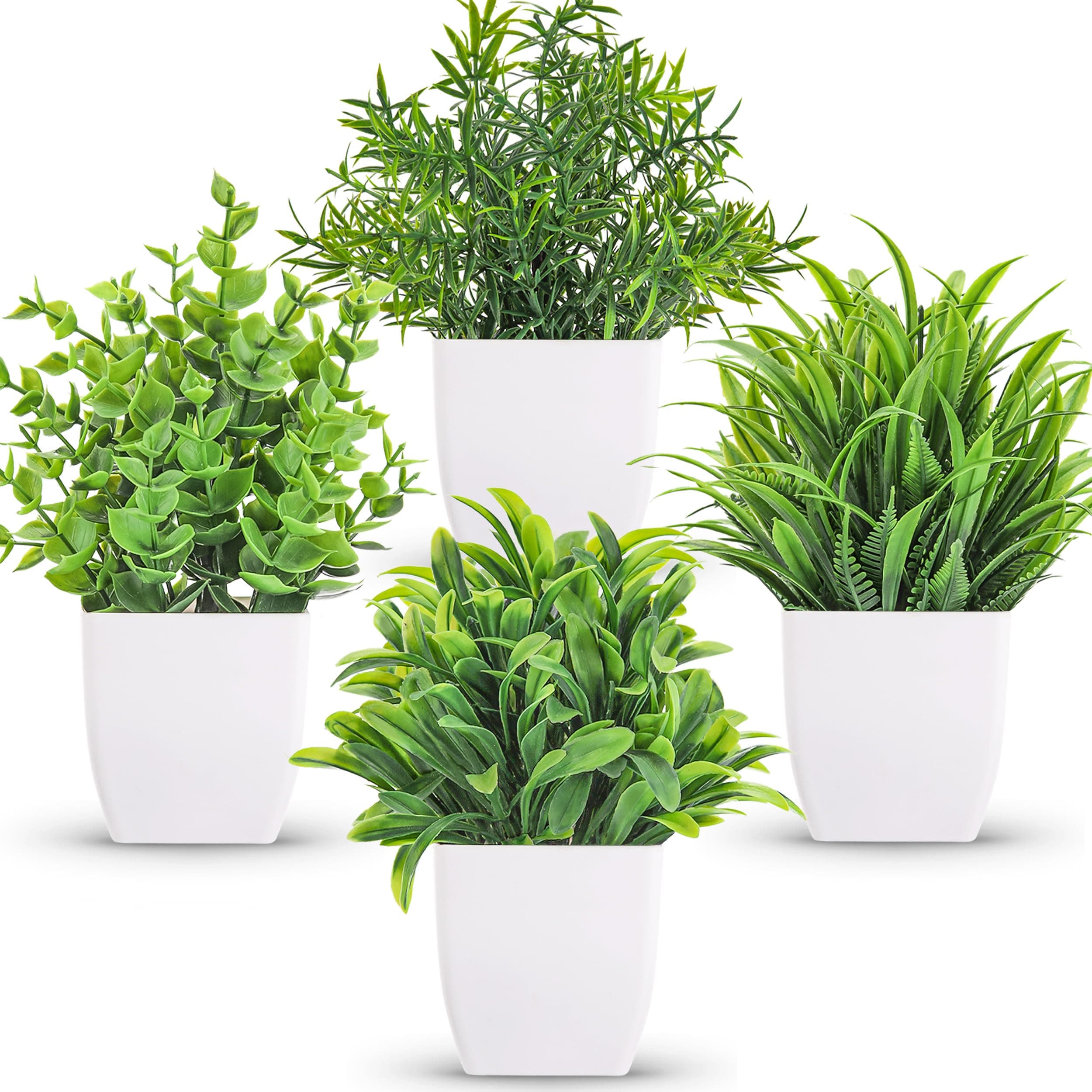 4 Pack Small Fake Plants Mini Artificial Faux Plants in Pots for Home Office Bedroom Living Room Decor