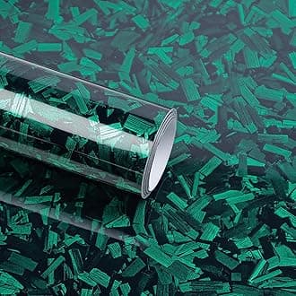 Lypumso Green Forged Carbon Fiber Vinyl Wraps, Car Self-Adhesive Hood Wraps Films with Air Release Technology, High Gloss Auto Interior Exterior DIY Use Rolls 1ft x 10ft