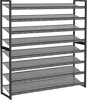 Shoe Rack, Large Metal Shoe Organizer,Max Holds 50 Pairs,8 Tier Shoe Storage Shelf for Garage,Closet,Entryway, Black