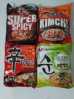 Kimchi Shin Ramyun Noodles for Vegetarian, Orange and Red, 120 grams, 4 Count