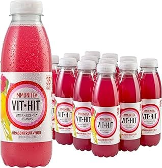 VIT HIT IMMUNITEA - Dragonfruit + Yuzu, Ceylon Tea Vitamin Drink (500ml x 12 Bottles)