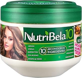 Nutribela Hair Mask for damaged dry hair treatment with Avocado Argan Collagen Coconut oil Keratin Aloe Vera Vitamin E Serum Shea Macadamia Deep Conditioner Curly Frizzy cabello maltratado 17Onz
