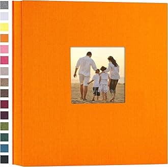 potricher Linen Hardcover Photo Album 4x6 1000 Photos Large Capacity for Family Wedding Anniversary Baby Vacation (Orange, 1000 Pockets)