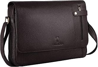 WildHorn Leather 15 inch Laptop Messenger Bag for Men I Padded Laptop Compartment with Adjustable Strap I Extra Zip Compartments I DIMENSION : L-15 inch W-3 inch H-12 inch