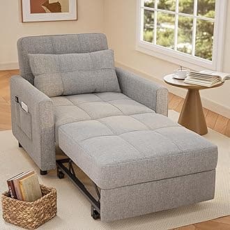 Gizoon Sofa Bed Chair 3 in 1 Convertible, Pullout Single Sleeper Chair Bed with Adjustable Backrest, Spacious Multifunctional Sofa Couches for Living Room, Bedroom, Apartment