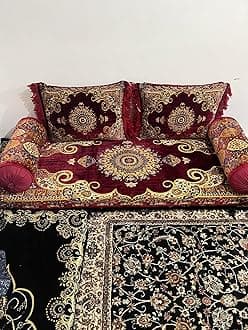 Arabic/Turkish/Afghani Floor Seating Sofa Couch,Floor Cushions,Arab Majlis sofa (Red2)