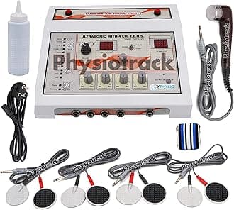 Physiotrack Physiotherapy Machine Electrotherapy Combo for All Pain Relief Device Physiotherapy Equipment Ultrsonic with 4 Channel Tens with 1 Year Warranty