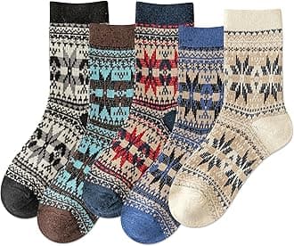 IIG 3-6 Pairs Men Dress Cotton Socks Funky Colorful Pattern Wool Crew Socks