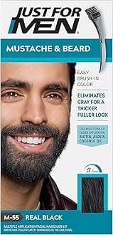 Pack of 4 : JUST FOR MEN Color Gel Mustache & Beard M-55 Real Black 1 Each (Pack of 4)