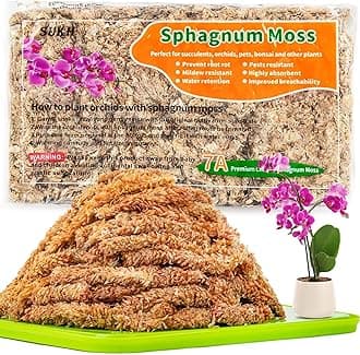 3 Oz Sphagnum Moss for Orchids - Sukh Sphagnum Peat Moss for Plants Dried Long Fiber Orchid Moss Potting Mix for Phalaenopsis Cattleya Orchids Repotting Succulent Carnivorous Potted Plant Reptiles