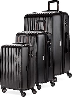 SwissGear 7272 Energie Expandable Hardside Luggage with Spinner Wheels and TSA Lock, Black, 3-Piece Set (19/24/27)