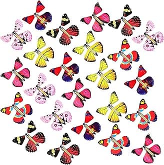 FunBlast Flying Butterfly Toy, Magic Wind up Butterflies Toys, Colourful Butterflies Toys for Boys/Girls, Plastic Flying Butterflies for Kids, Fairy Toys for Girls/Boys- Multicolour (Pack of 24)