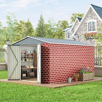 8X 12 FT Large Sheds Metal Building Tool Utility Shed Outdoor Waterproof Shed for Bike Storage for Garden, Backyard, Patio, Outside Use, Red